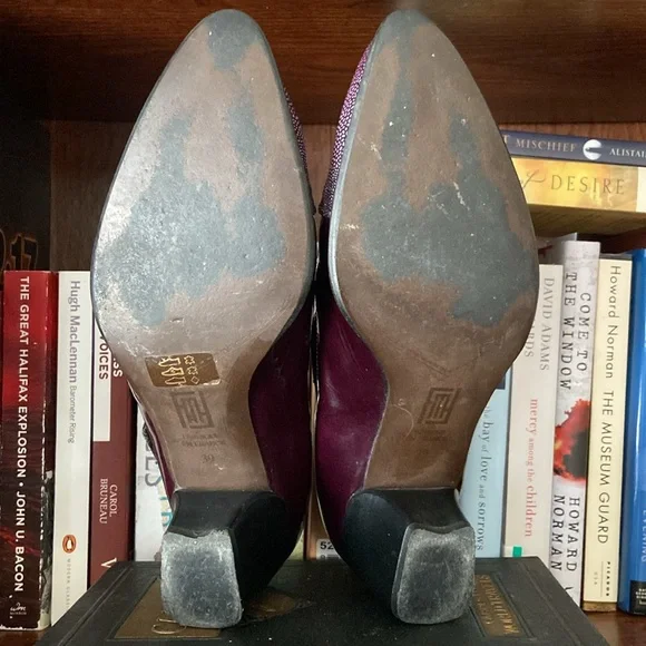 France Mode Purple Leather Mary Jane Shoes Made in France Women's Size 8 - 8.5 - Picture 9 of 16